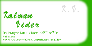kalman vider business card
